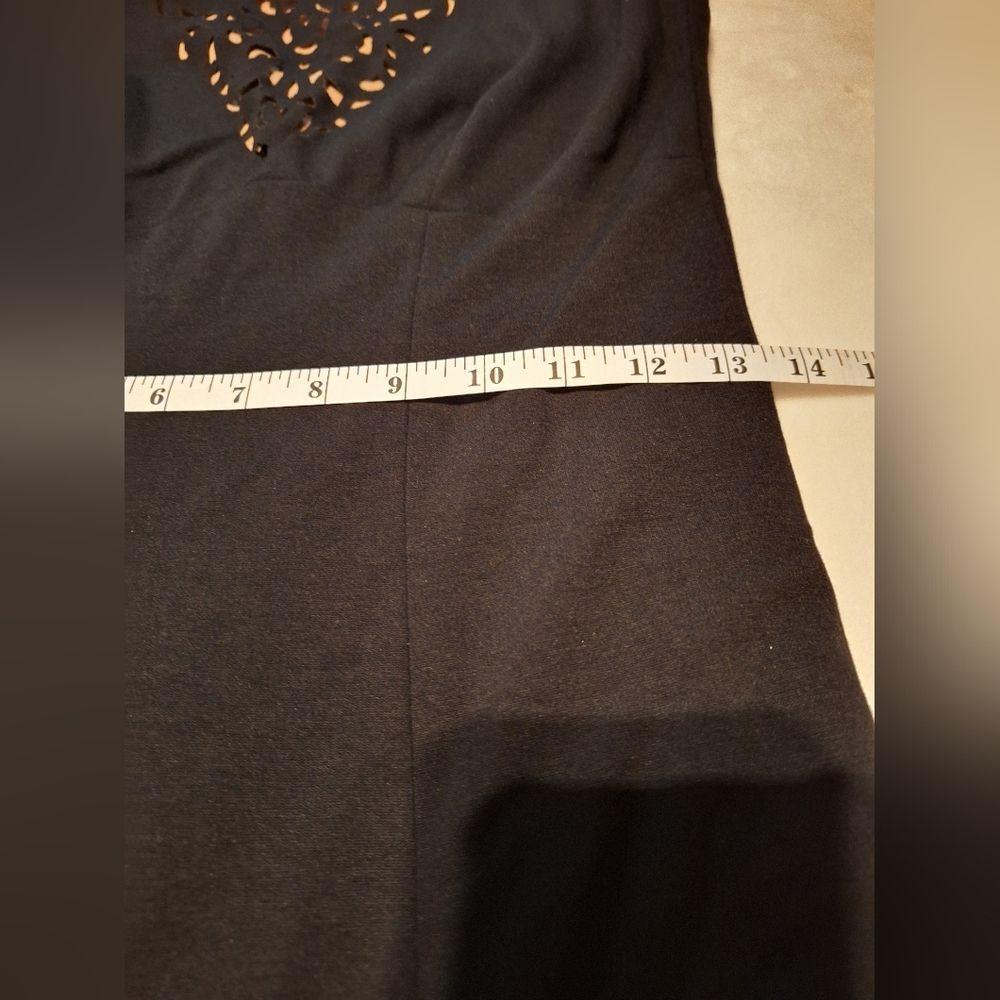 Cache Laser Cut Sheath Dress Womens 6 Black Tan Sleeveless Party Formal - Picture 9 of 12